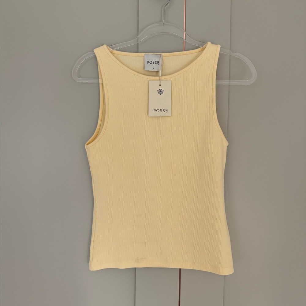 Posse Axel Butter Yellow Boat Neck Tank Top